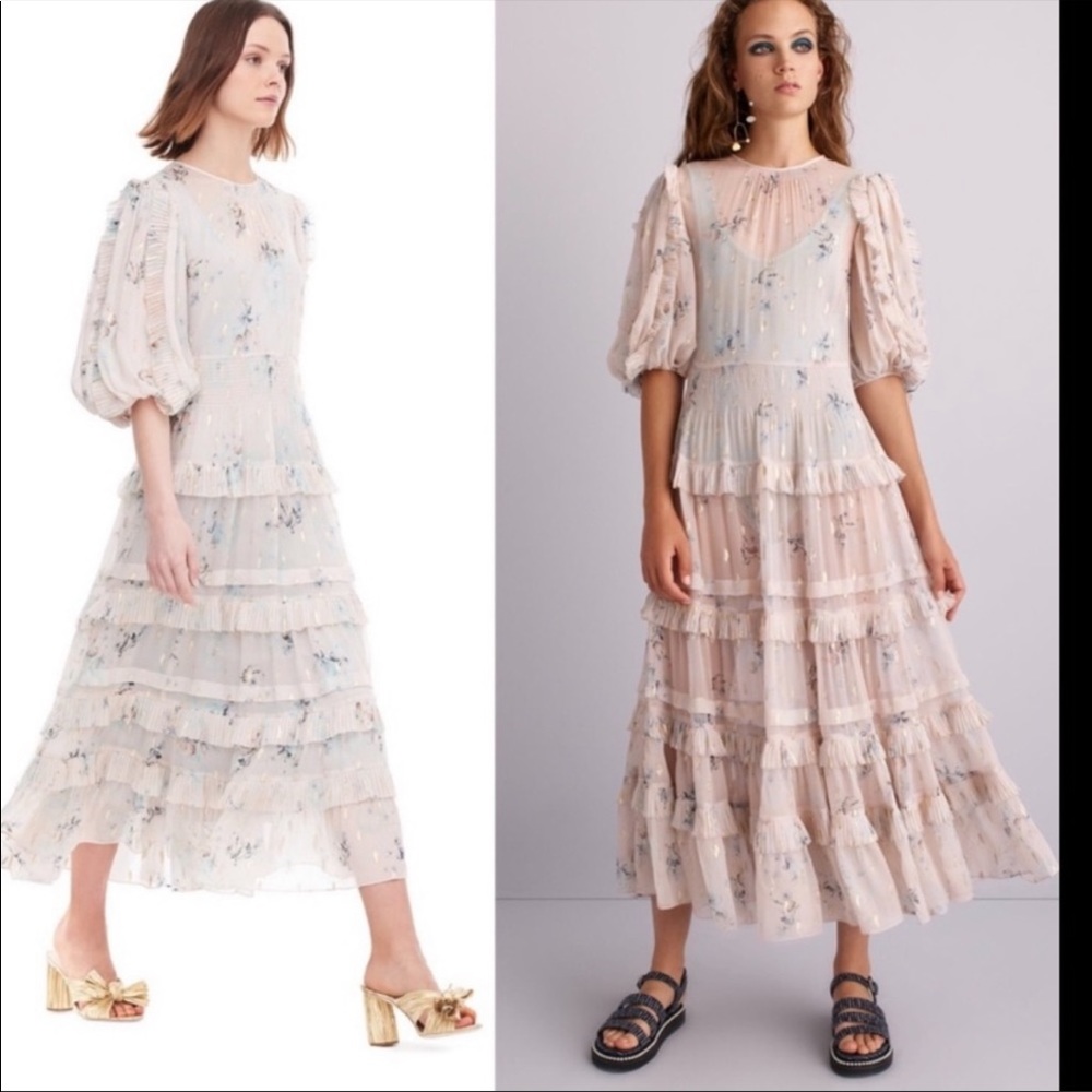 COPY - Rebecca Taylor Metallic faded floral dress